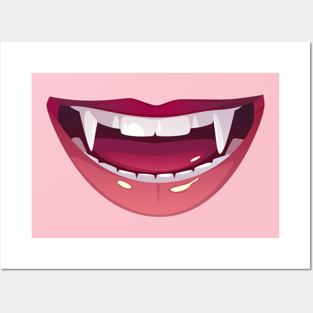 Vampire Smile With Fangs Wall Art by Katheryn's Studio